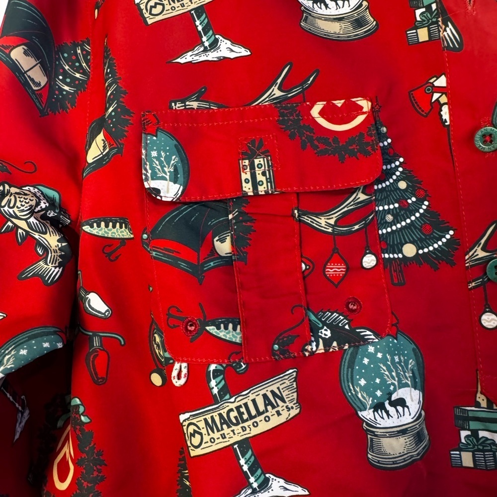 Magellan Outdoors Red Holiday Print Shirt Dress NWT - Picture 6 of 8